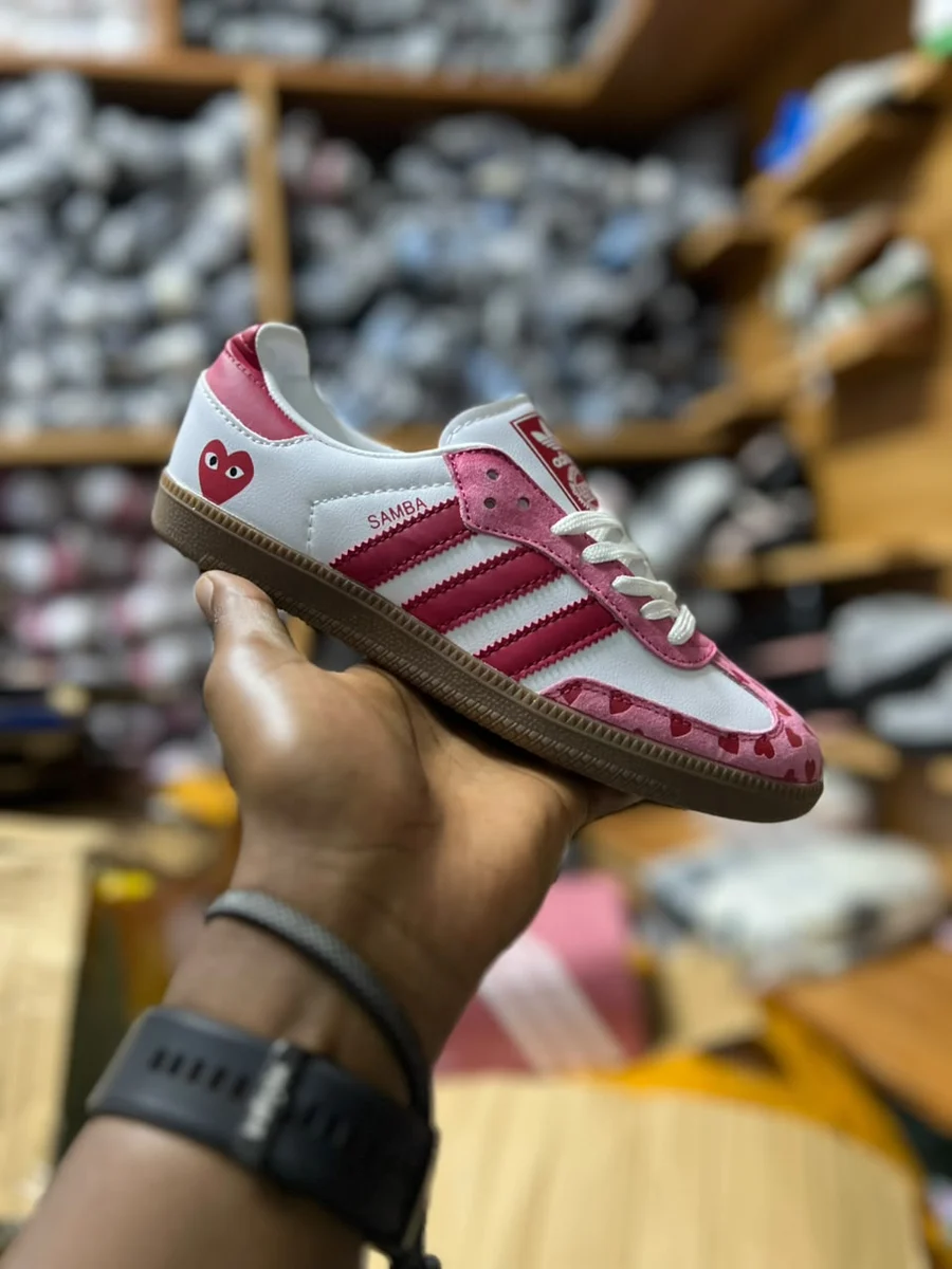 Adidas Adidas Samba CDG Hearts — White / Raspberry / Gum
