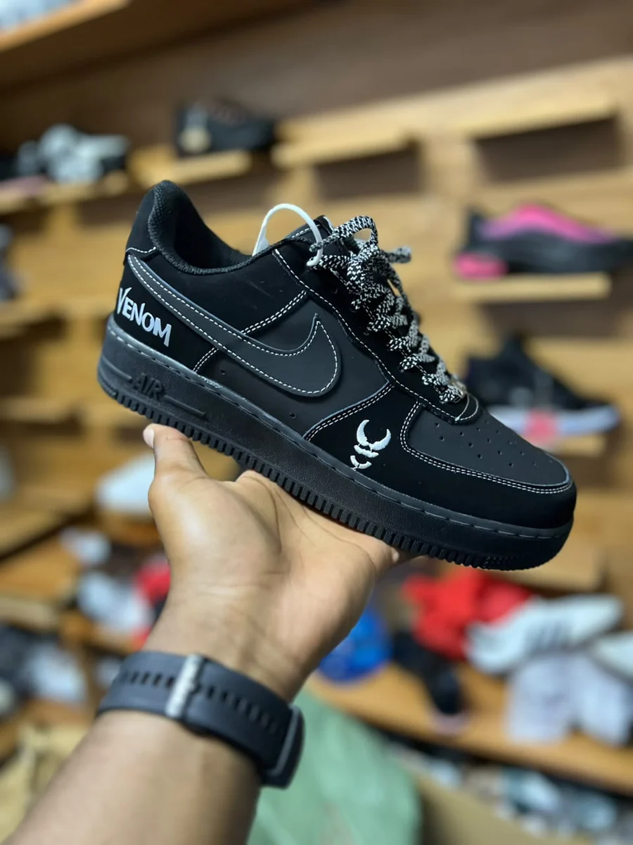 Nike Nike Air Force 1 Low Venom Black — Black / White stitch